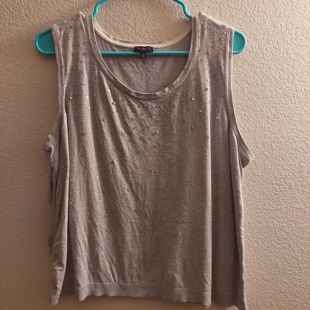 Talbots 2X Gray Tank Top Sleeveless Casual